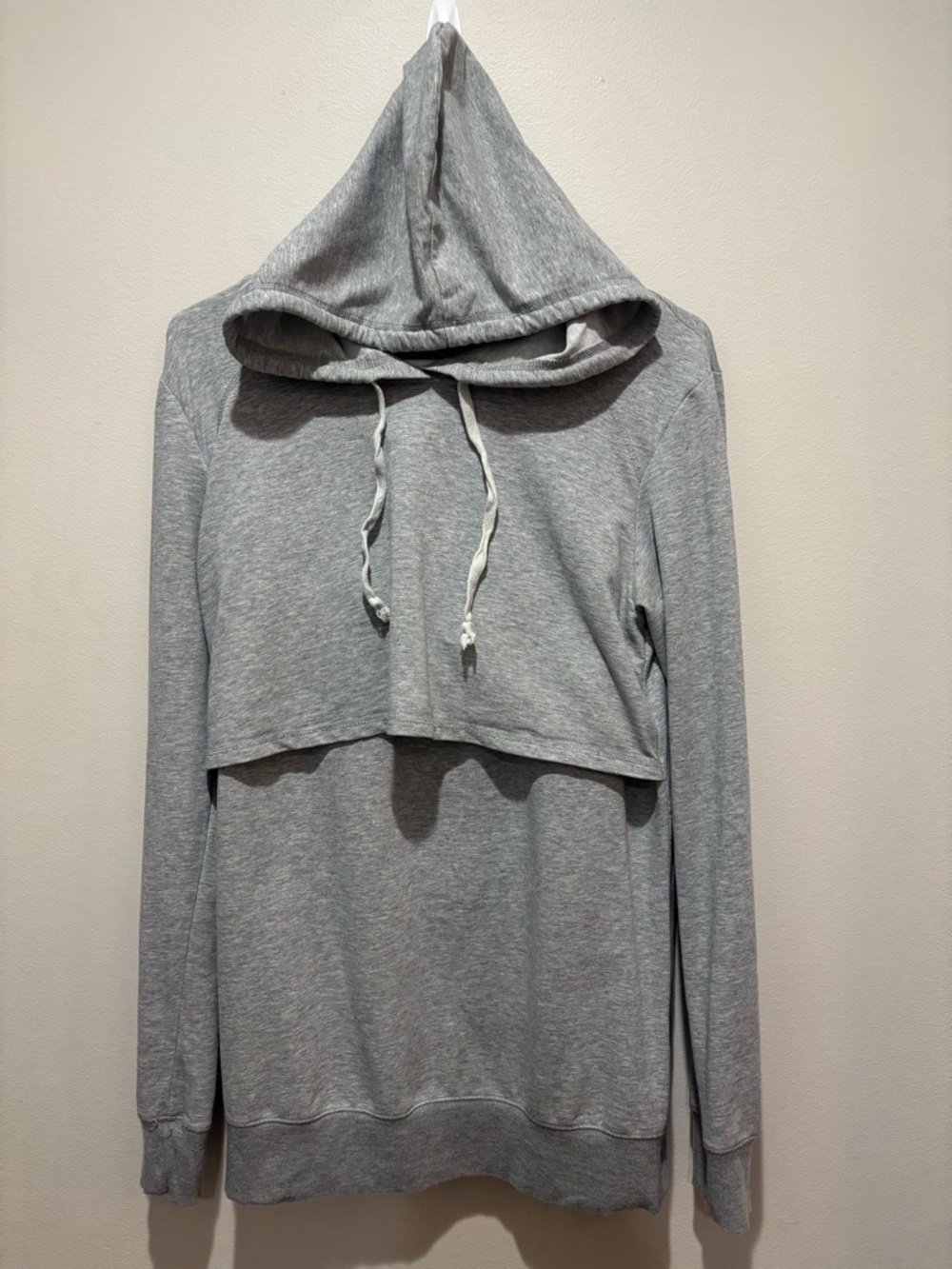 Latched Mama Light Heather Gray Nursing Hoodie Pullover Cotton Spandex Stretch